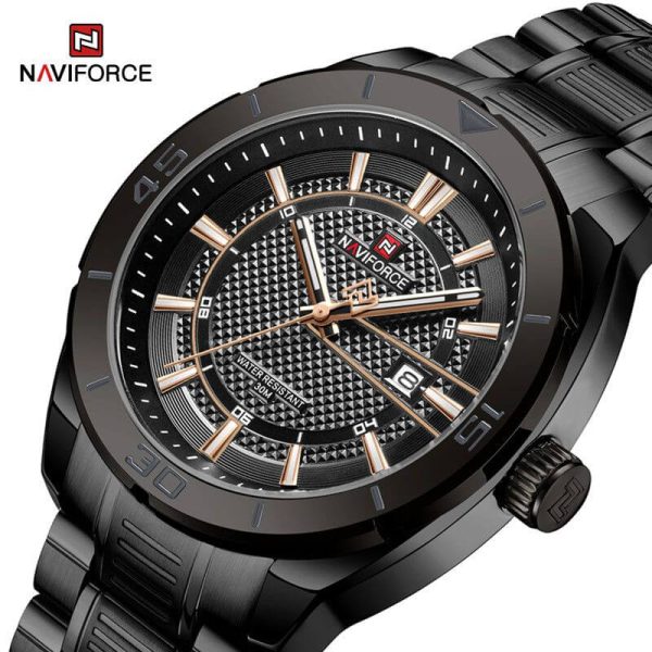 NaviForce NF9210 Fashion Business Edition Date Display Stainless Steel Watch For Men - Black