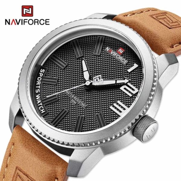 NaviForce NF9202 Creative Design Fashion Leather Strap  Analog Wristwatch For Men - Brown/Grey