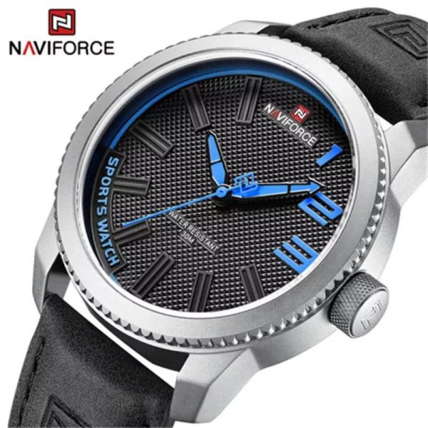 NaviForce NF9202 Creative Design Fashion Leather Strap  Analog Wristwatch For Men - Blue/Black