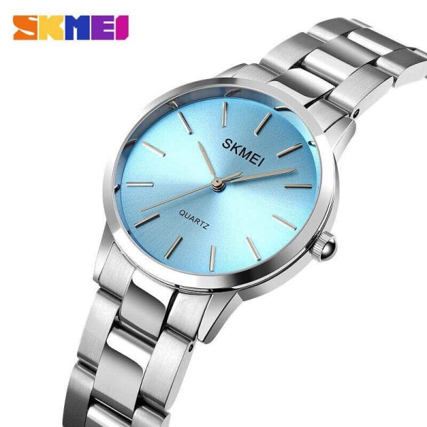 SKMEI 1695 Women's Top Luxury Stainless Steel Quartz Movement Watch - Silver/Blue