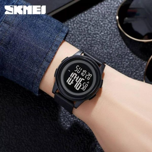 SKMEI 1895 Casual Slim Dial Countdown Sport LED Light Chrono Alarm Digital Wristwatch For Men - Black - Image 2