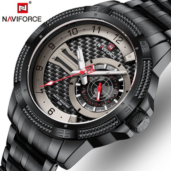 NaviForce NF9206 Luxury Business Edition Stainless Steel Date Display Watch For Men - Black