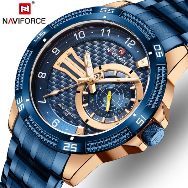 NaviForce NF9206 Luxury Business Edition Stainless Steel Date Display Watch For Men - Blue