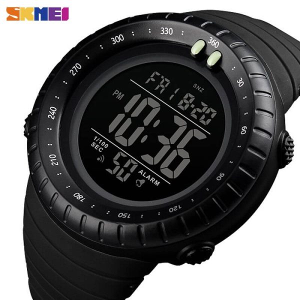 SKMEI 1420 Men's Outdoor Multifunction Countdown LED Digital PU Strap Watch - Black