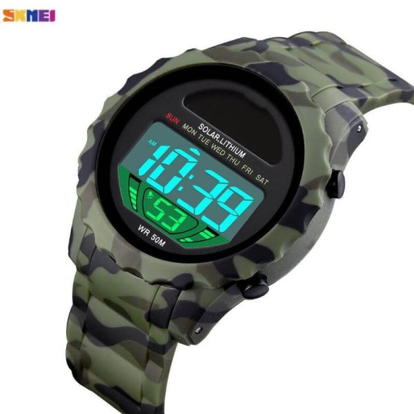 SKMEI 1585  Men Sports Solar Power Lithium Battery Digital Waterproof Wrist watch - Green