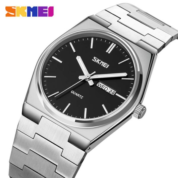 SKMEI 9288 Business Day Date Display Casual Stainless Steel Quartz Watch For Men - Black/Silver