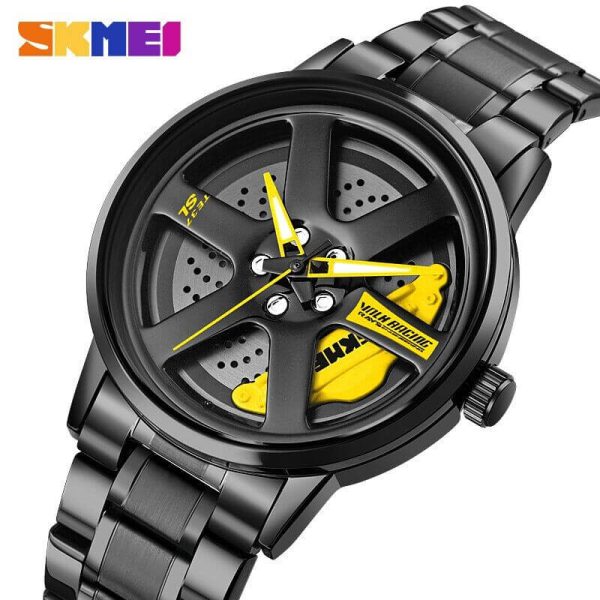 SKMEI 1787 Men's Analog New Fashion Stainless Steel Waterproof Watch - Black/Yellow