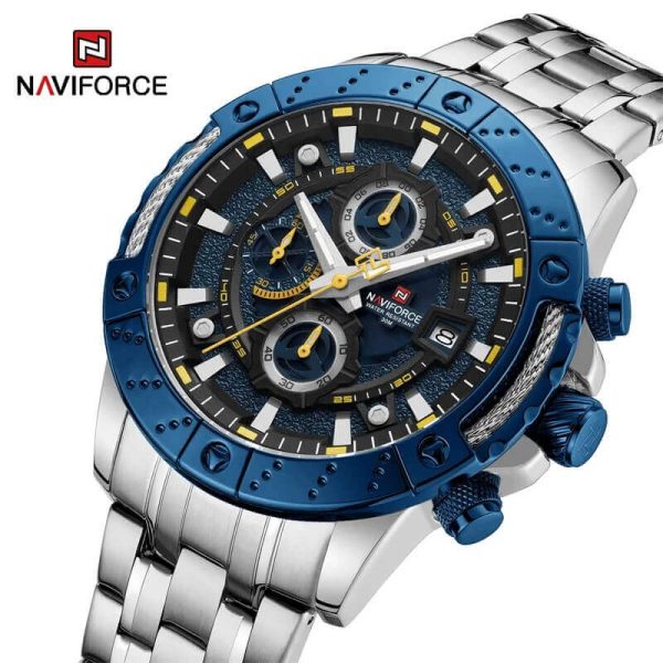 NaviForce NF9227 Men's Fashion Luxury Date Display Stainless Steel Chronograph Watch - Blue/Silver