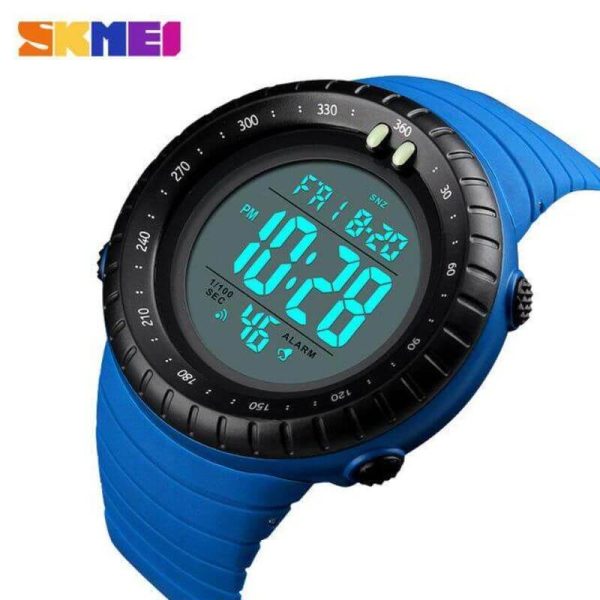 SKMEI 1420 Men's Outdoor Multifunction Countdown LED Digital PU Strap Watch - Blue