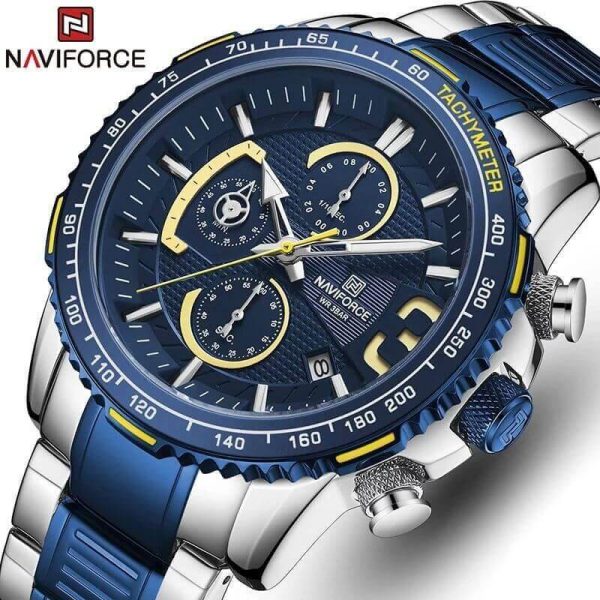 NAVIFORCE NF8017 Men's Business Multifunction Stainless Steel Quartz Watch - Blue/Silver