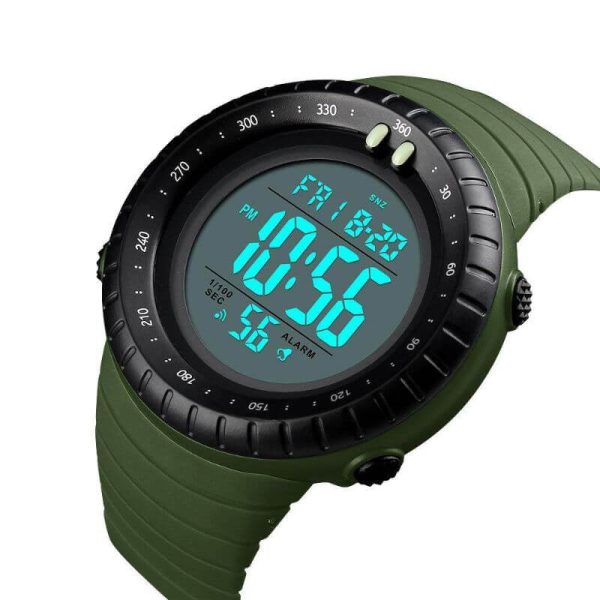 SKMEI 1420 Men's Outdoor Multifunction Countdown LED Digital PU Strap Watch - Green