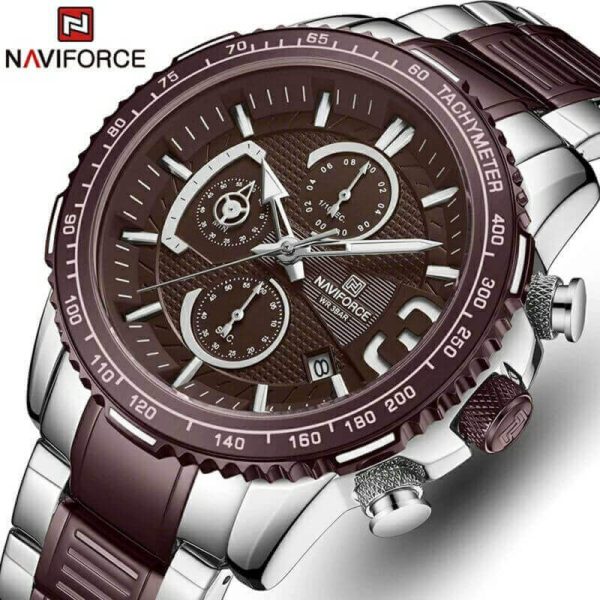 NAVIFORCE NF8017 Men's Business Multifunction Stainless Steel Quartz Watch - Copper