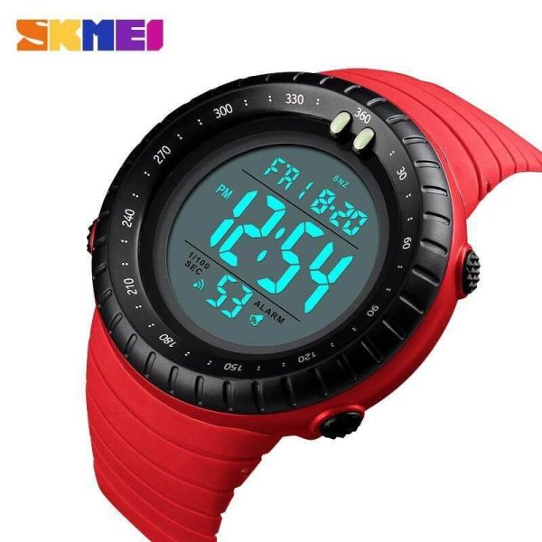 SKMEI 1420 Men's Outdoor Multifunction Countdown LED Digital PU Strap Watch - Red