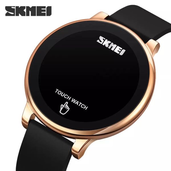 SKMEI 1842 Men's Digital Touch Screen LED Display Multifunction Silicon Strap Watch - RoseGold