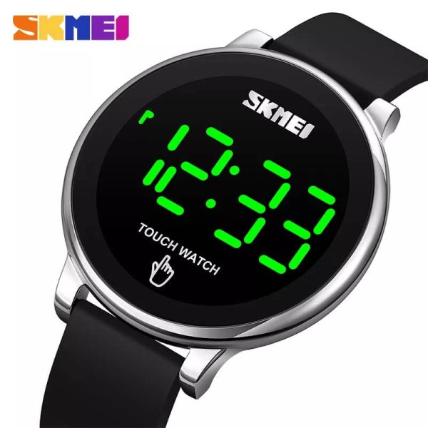 SKMEI 1842 Men's Digital Touch Screen LED Display Multifunction Silicon Strap Watch - Silver