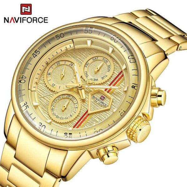 NAVIFORCE NF9184 Men's Original Business Stainless Steel Chronograph Wristwatch  - Golden