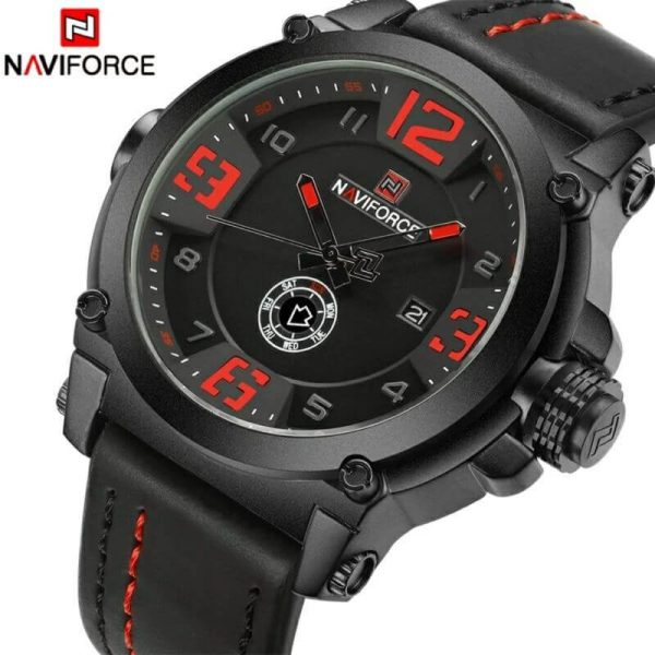 NAVIFORCE NF9099 Day/ Date Function Casual Quartz Watch For Men - Black/Red