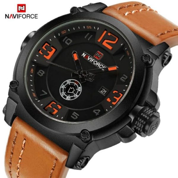 NAVIFORCE NF9099 Day/ Date Function Casual Quartz Watch For Men - Black/Orange