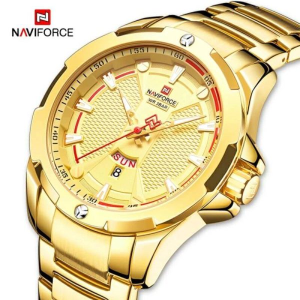 NaviForce NF9161 Day Date Function Business Edition Stainless Steel Watch - Golden