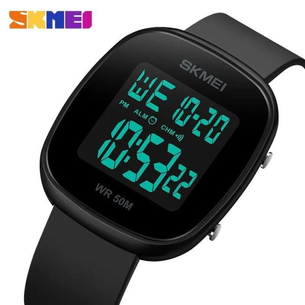 SKMEI 1843 Men's Fashion Multifunction Sport LED Digital Square Face Wristatch - Black