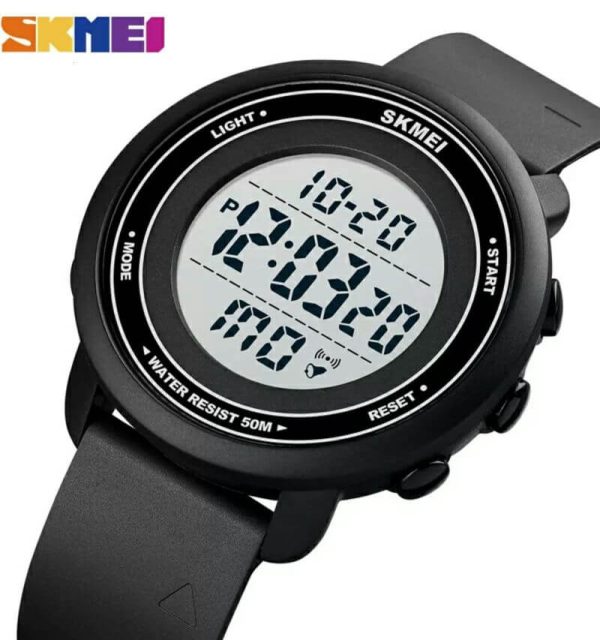 SKMEI 1736 Men's Outdoor Multifunction Countdown LED Small Dial Digital PU Strap Watch - White/Black