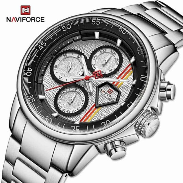 NAVIFORCE NF9184 Men's Original Business Stainless Steel Chronograph Wristwatch  - Silver