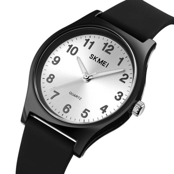 SKMEI 1760 Women's Simple Numeric Design Transparent Silicon Strap Quartz Watch - Black