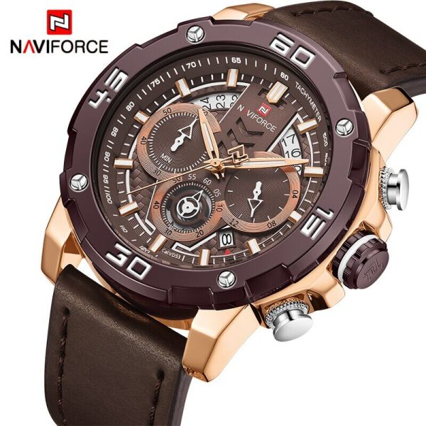 NAVIFORCE NF9175  MultiFunction Luxury Chronograph Watch For Men - Coffee