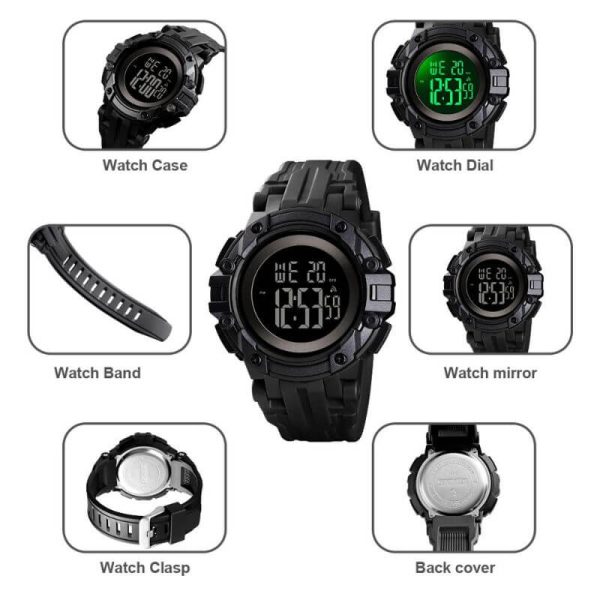 SKMEI 1545 Sport Men Alarm Clock Waterproof Luminous Display Digital Wrist Watch - Image 4