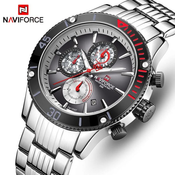 NaviForce NF9173 Business Edition Luxury Chronograph Function Watch - Black/Silver