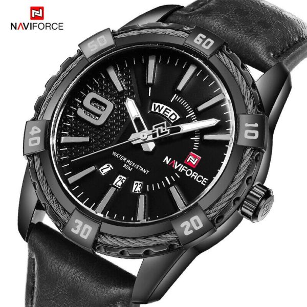 NaviForce NF9117L Date/Day Function Analog Watch For Men- Black