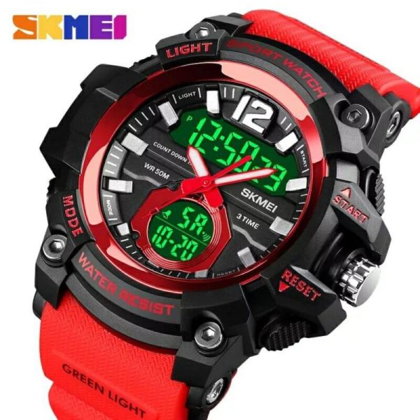 SKMEI 1725 Sport Military LED Digital Multifunction Large Dial Wristwatch For Men - Red