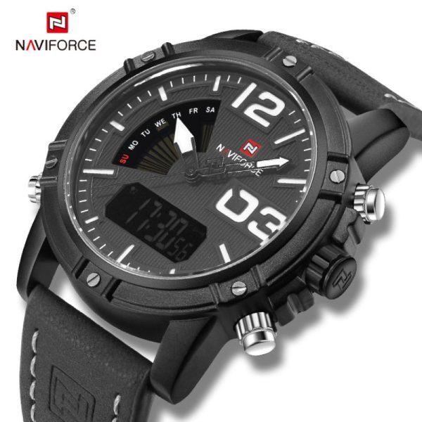 NaviForce NF9095 Double Time Analog/Digital Watch – Black/White