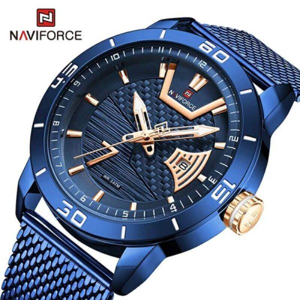 NAVIFORCE NF9155A Stainless Steel Mesh Date Function Luxury Watch For Men – Blue