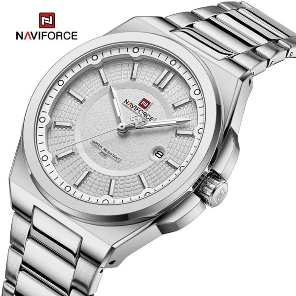 NaviForce NF9212 Men's Business Minimalist Style Stainless Steel Analog Date Display Watch - Silver