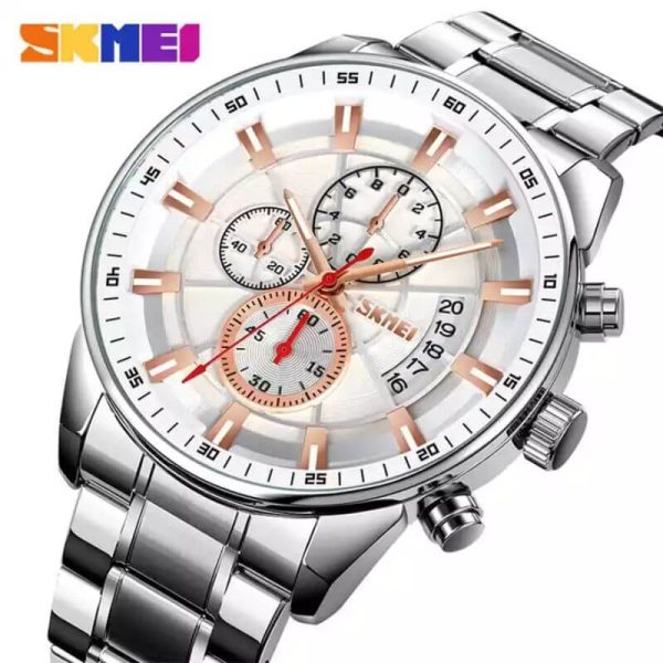 SKMEI 9285 Men's Business Multifunction Date Display Chronograph Stainless Steel Watch - Silver