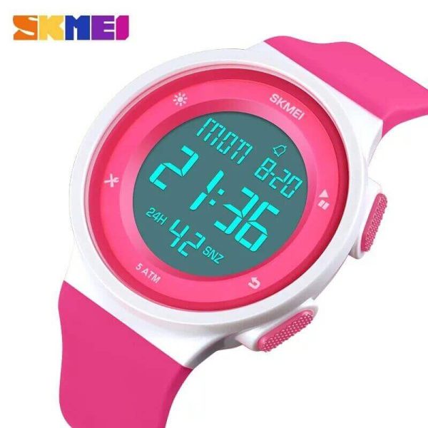 SKMEI 1445 Countdown Electronic Silicone LED Digital Sport Unisex Watch - Pink