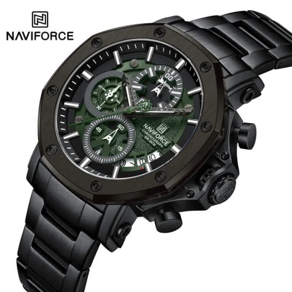 NaviForce NF8065 Business Fashion Chronograph Multifunctional Luminous Stainless Steel Watch For Men - Green/Black