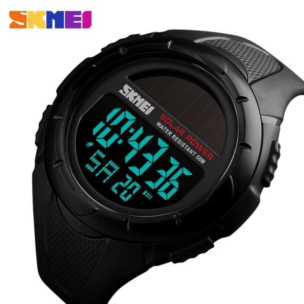 SKMEI 1405 Solar Power LED Digital 50M Waterproof Luminous Watch - Black