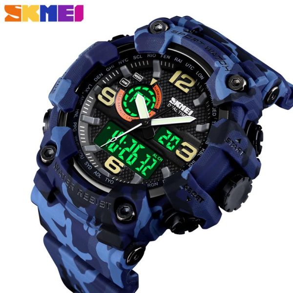 SKMEI 1520 New Multifunction LED Light Waterproof Dual Display Sport Watch For Men - Blue