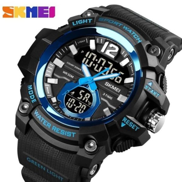 SKMEI 1725 Sport Military LED Digital Multifunction Large Dial Wristwatch For Men - Black/Blue