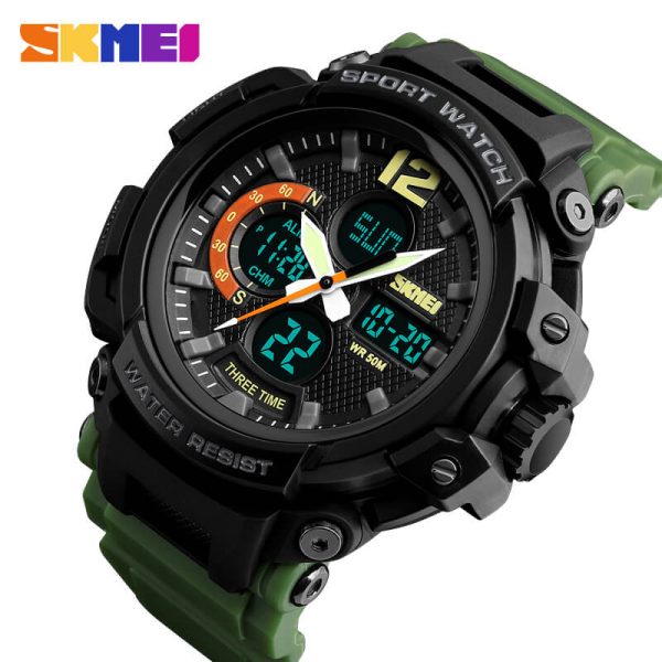 SKMEI 1343 Fashion Outdoor Sports Dual Display Military Waterproof Digital Watch For Men - Green