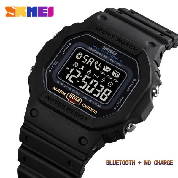 SKMEI 1743 LED Pedometer Calorie Tracker Chrono Waterproof Sports Wristwatch For Men