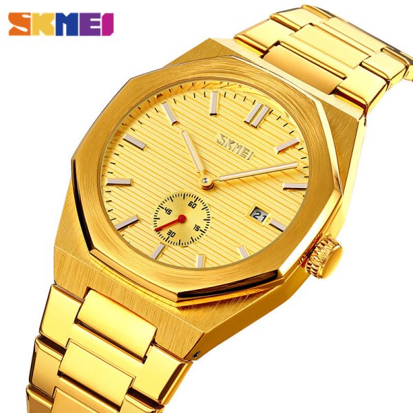 SKMEI 9262 Men's Classic Stainless Steel Luminous Date Display Quartz  Watch - Golden