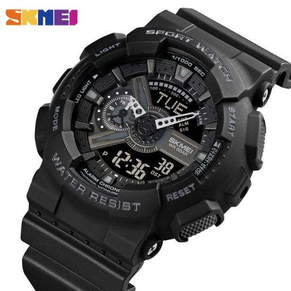 SKMEI 1834 Dual Time Analog Digital Fashion Military Countdown Sports Watch For Men - Black