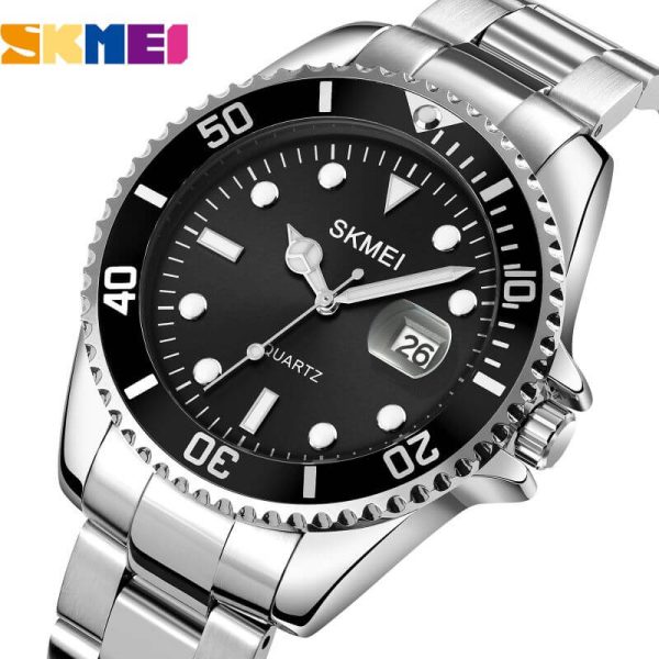 SKMEI 1779 Rolex Design Luminous Display Luxury Stainless Steel Watch For Men - Silver/Black