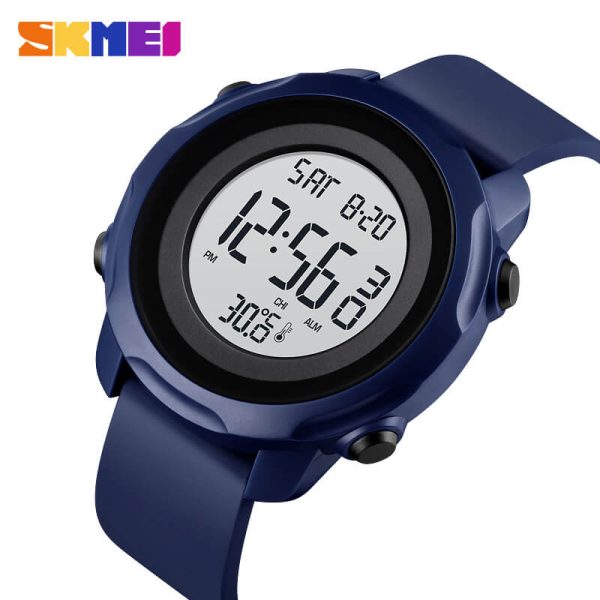 SKMEI 1682 Fashion Outdoor Multifunction Digital Body Ambient Temperature Fitness Watch For Men - White/Blue