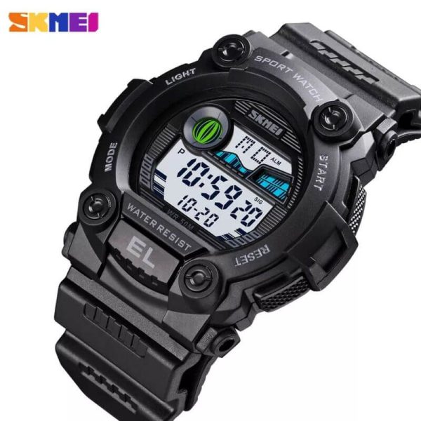 SKMEI 1633 Chronograph Sport Luminous Display LED Digital Multifunction Watch For Men - Black