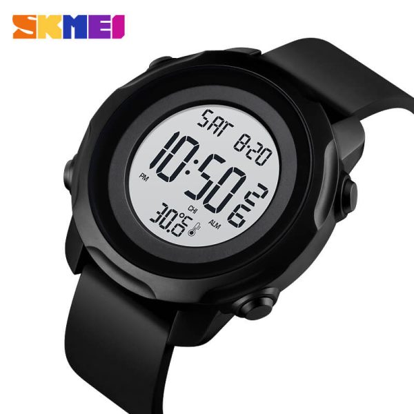 SKMEI 1682 Fashion Outdoor Multifunction Digital Body Ambient Temperature Fitness Watch For Men - White/Black