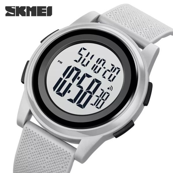 SKMEI 1895 Casual Slim Dial Countdown Sport LED Light Chrono Alarm Digital Wristwatch For Men - Grey